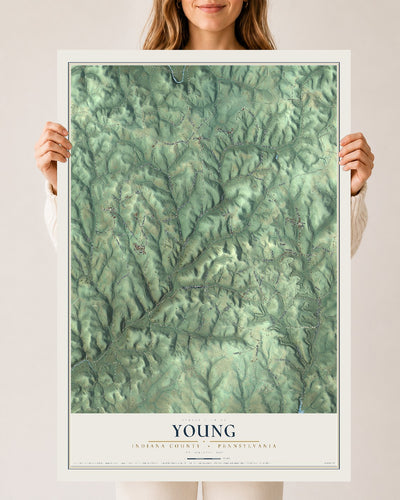 Map of Young, Indiana County, Pennsylvania, 24 x 36 inch unframed archival matte print