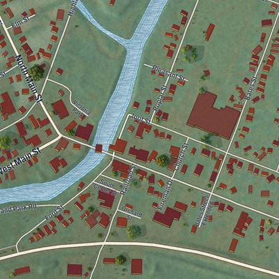 Close-up of the map of Youngsville, Pennsylvania print showing street and building detail