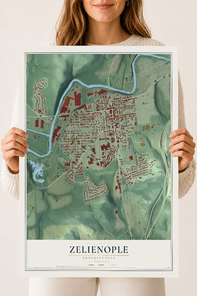 Map of Zelienople, Pennsylvania, 18 x 24 inch unframed archival matte print