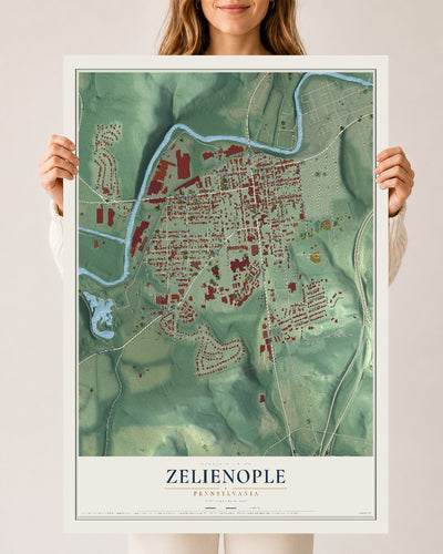 Map of Zelienople, Pennsylvania, 24 x 36 inch unframed archival matte print