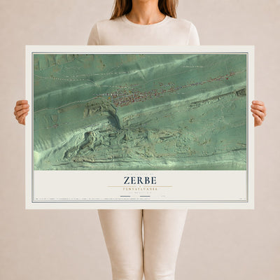 Map of Zerbe, Pennsylvania, 24 x 36 inch unframed archival matte print