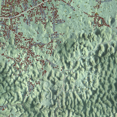 Close-up of the map of Aguadilla, Puerto Rico print showing street and building detail