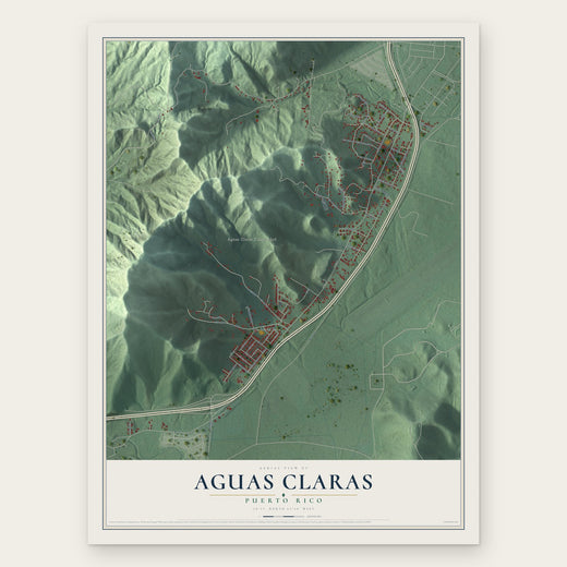 Aguas Claras, Puerto Rico map print, the full design