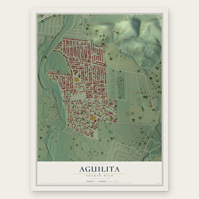 Aguilita, Puerto Rico map print, the full design