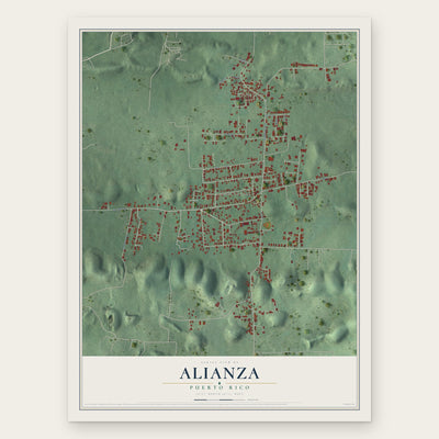 Alianza, Puerto Rico map print, the full design