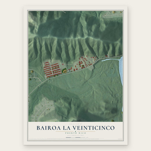Bairoa La Veinticinco, Puerto Rico map print, the full design