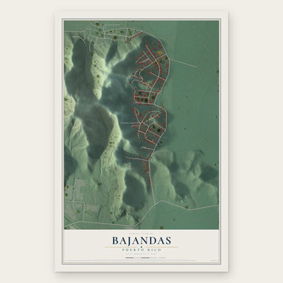 Bajandas, Puerto Rico map print, the full design