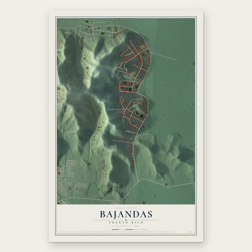 Bajandas, Puerto Rico map print, the full design