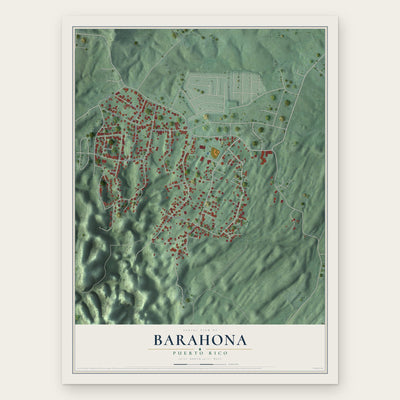 Barahona, Puerto Rico map print, the full design