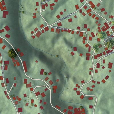 Close-up of the map of Benítez, Puerto Rico print showing street and building detail