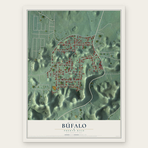 Búfalo, Puerto Rico map print, the full design