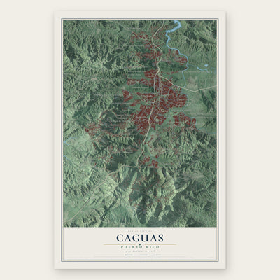 Caguas, Puerto Rico map print, the full design