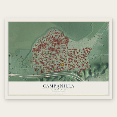 Campanilla, Puerto Rico map print, the full design