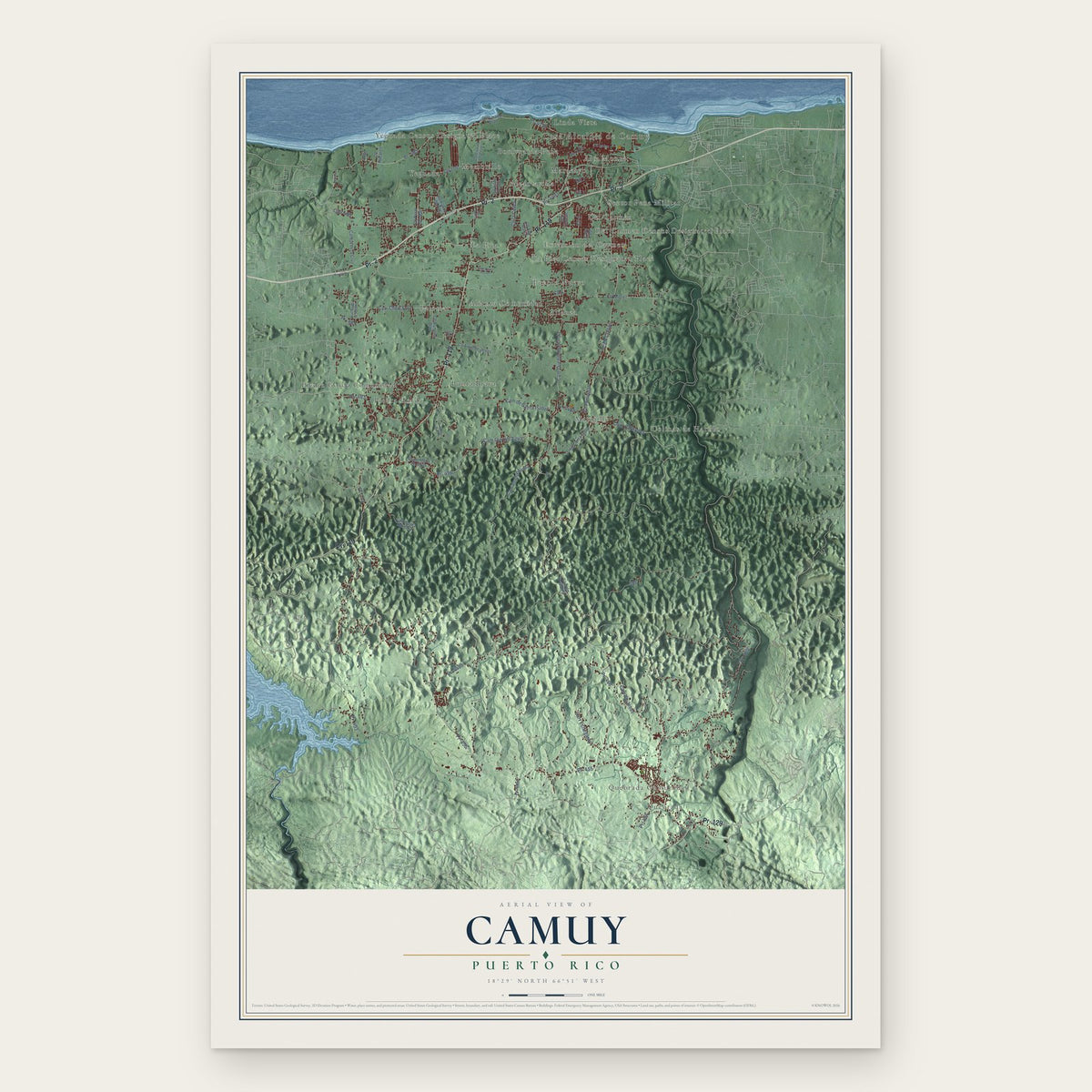 Camuy, Puerto Rico map print, the full design