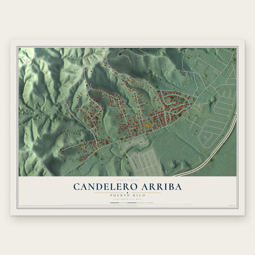 Candelero Arriba, Puerto Rico map print, the full design