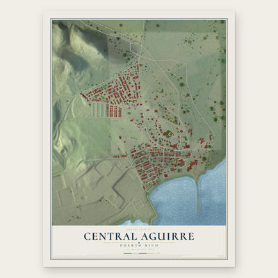 Central Aguirre, Puerto Rico map print, the full design