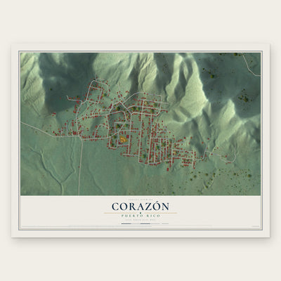 Corazón, Puerto Rico map print, the full design