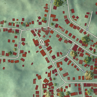 Close-up of the map of Corcovado, Puerto Rico print showing street and building detail