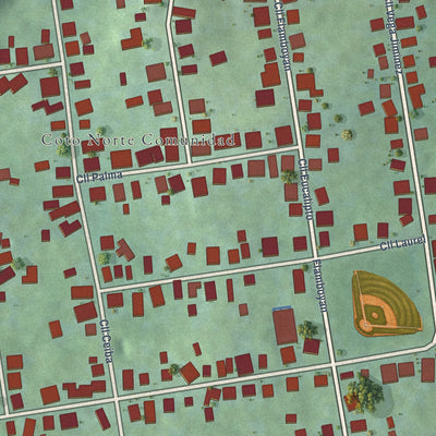 Close-up of the map of Coto Norte, Puerto Rico print showing street and building detail