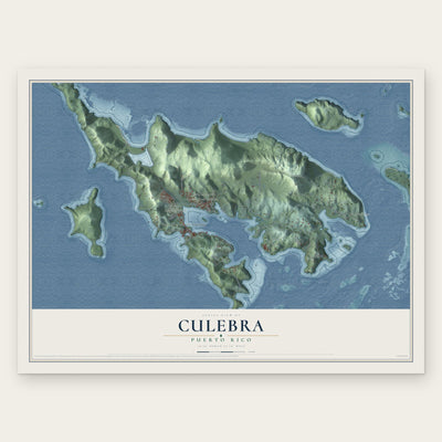 Culebra, Puerto Rico map print, the full design