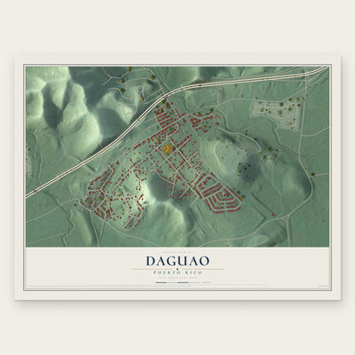 Daguao, Puerto Rico map print, the full design