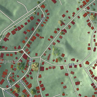 Close-up of the map of Daguao, Puerto Rico print showing street and building detail