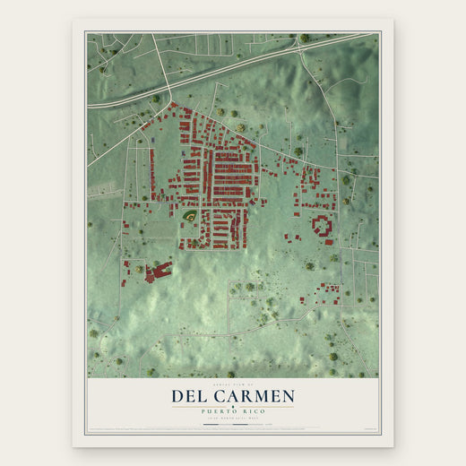Del Carmen, Puerto Rico map print, the full design