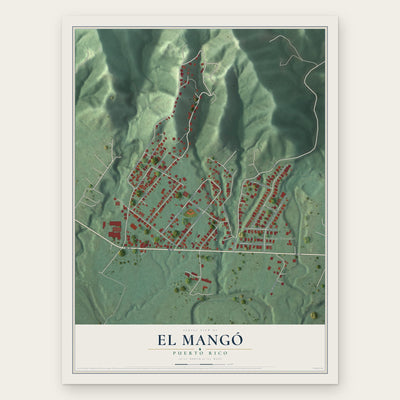 El Mangó, Puerto Rico map print, the full design