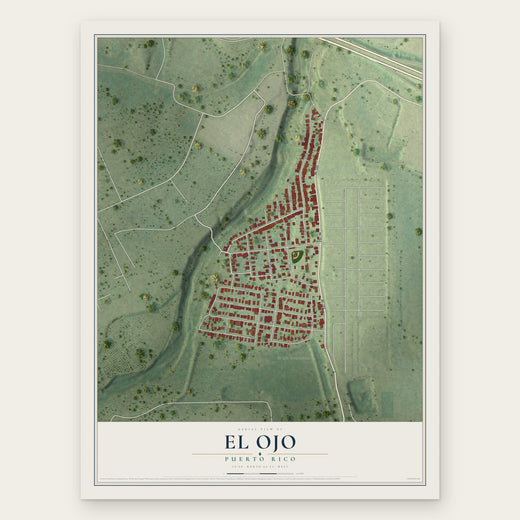 El Ojo, Puerto Rico map print, the full design