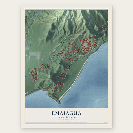 Emajagua, Puerto Rico map print, the full design