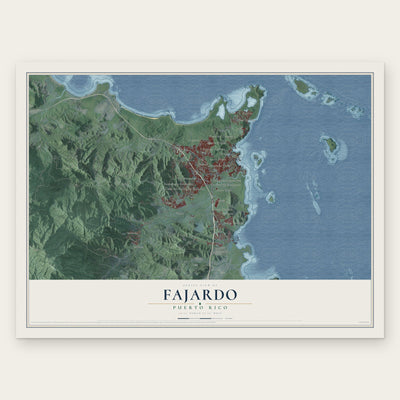 Fajardo, Puerto Rico map print, the full design