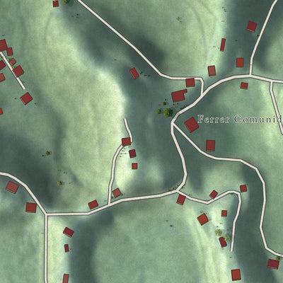 Close-up of the map of Ferrer, Puerto Rico print showing street and building detail
