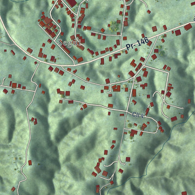 Close-up of the map of Frontón, Puerto Rico print showing street and building detail