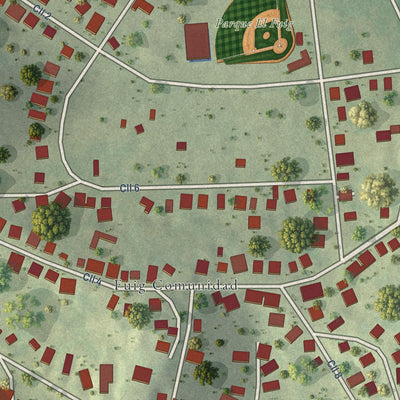 Close-up of the map of Fuig, Puerto Rico print showing street and building detail