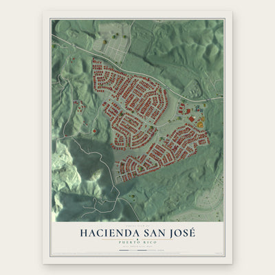 Hacienda San José, Puerto Rico map print, the full design