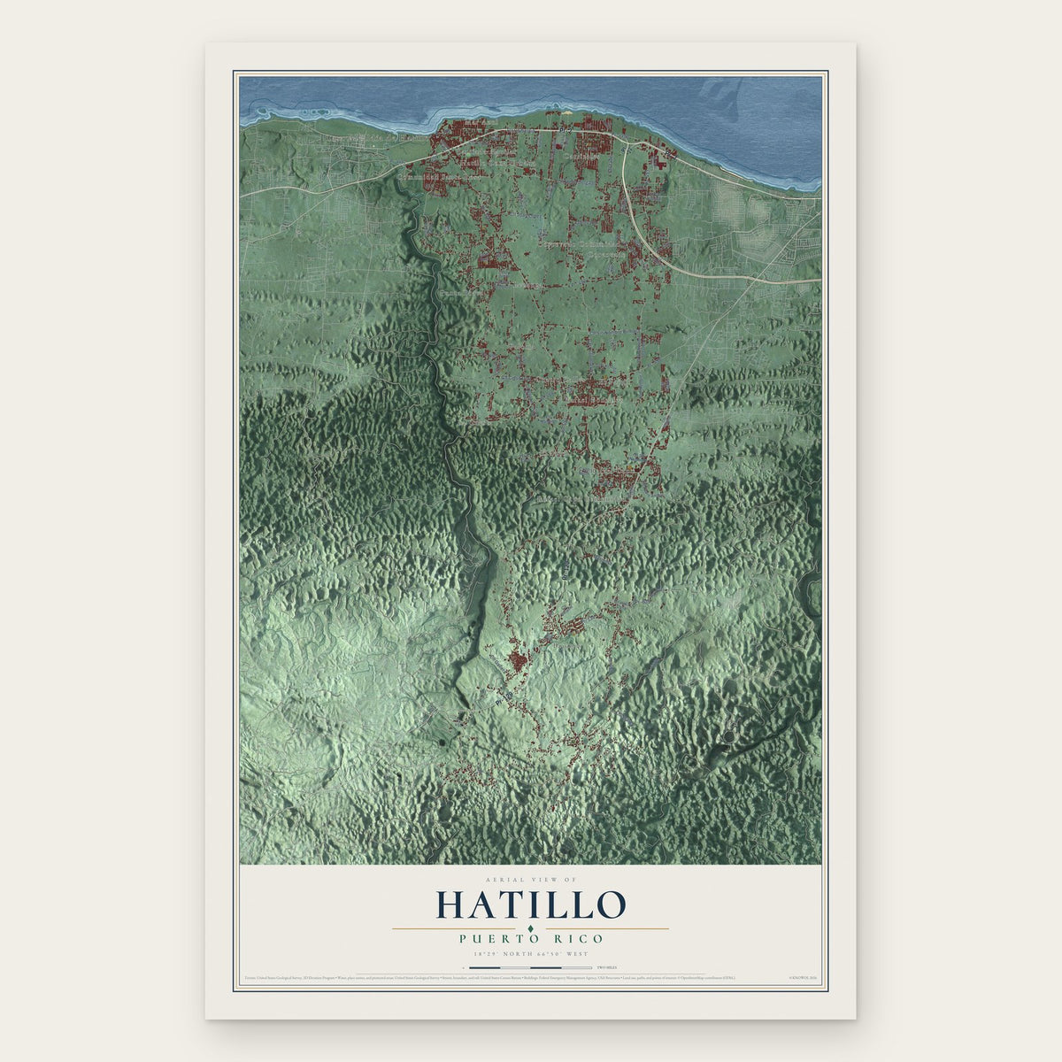 Hatillo, Puerto Rico map print, the full design
