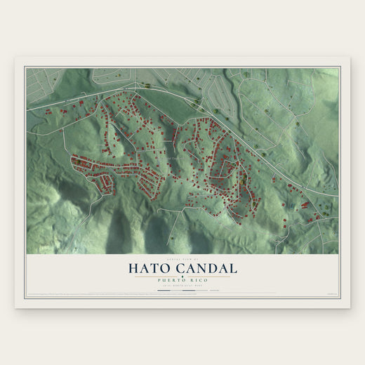 Hato Candal, Puerto Rico map print, the full design