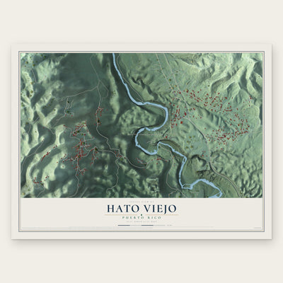 Hato Viejo, Puerto Rico map print, the full design
