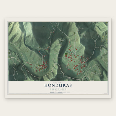Honduras, Puerto Rico map print, the full design