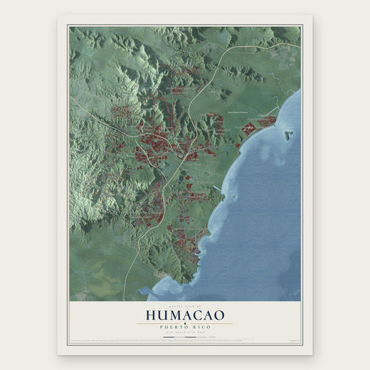 Humacao, Puerto Rico map print, the full design