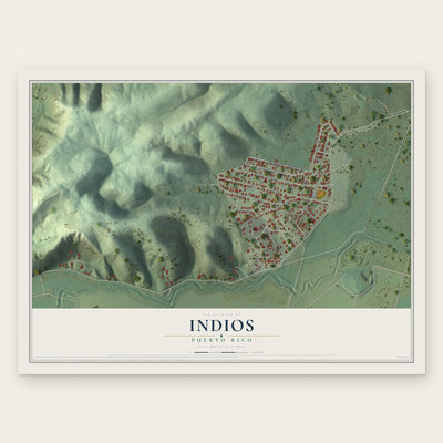 Indios, Puerto Rico map print, the full design