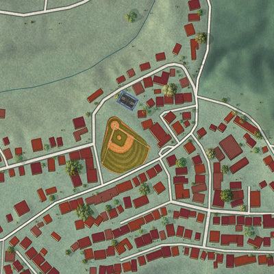 Close-up of the map of Jagual, Puerto Rico print showing street and building detail