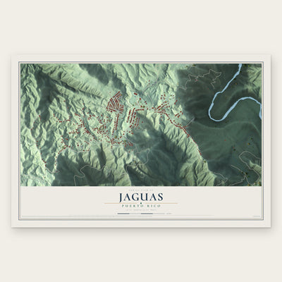 Jaguas, Puerto Rico map print, the full design