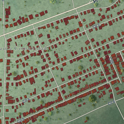 Close-up of the map of Jauca, Puerto Rico print showing street and building detail