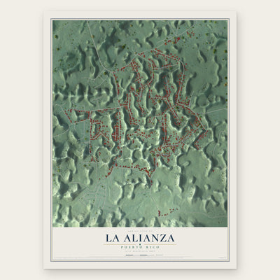 La Alianza, Puerto Rico map print, the full design