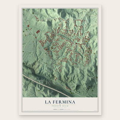 La Fermina, Puerto Rico map print, the full design