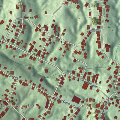 Close-up of the map of La Fermina, Puerto Rico print showing street and building detail