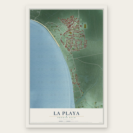La Playa, Puerto Rico map print, the full design