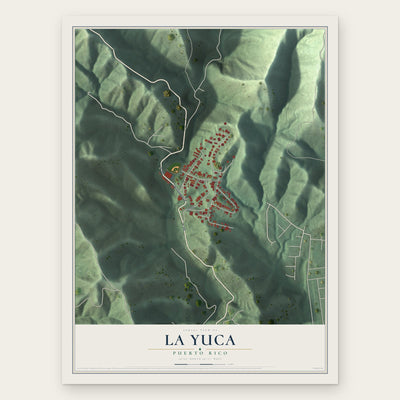 La Yuca, Puerto Rico map print, the full design