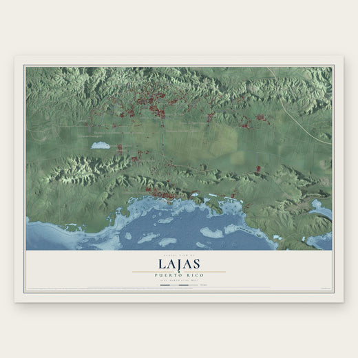 Lajas, Puerto Rico map print, the full design